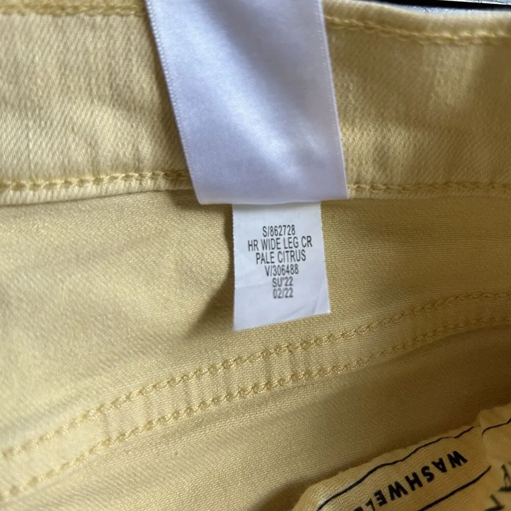 Banana Republic Jeans Size 33/16 High Rise Wide Leg Crop Pale Citrus Yellow